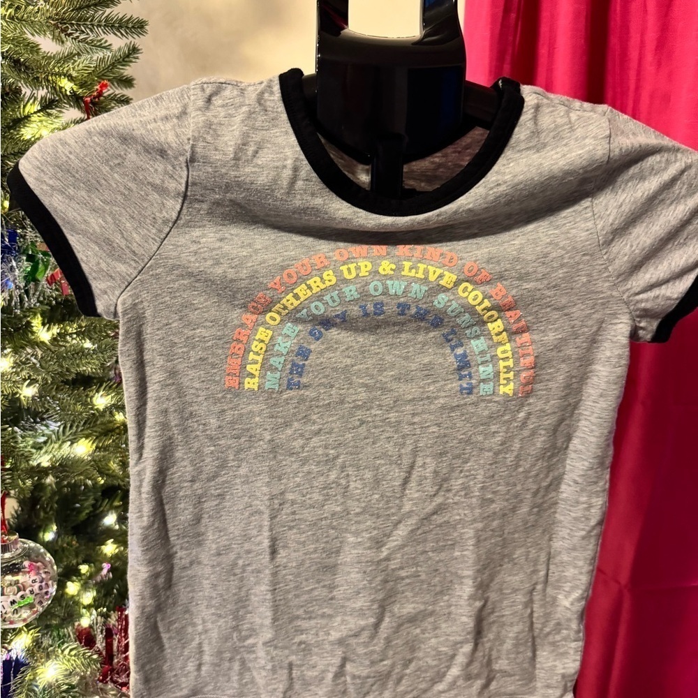 Gray Kids T-Shirt with Rainbow Print